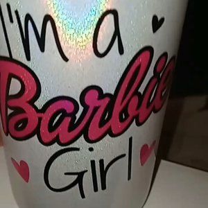 Barbie girl tumbler with straw bran new!